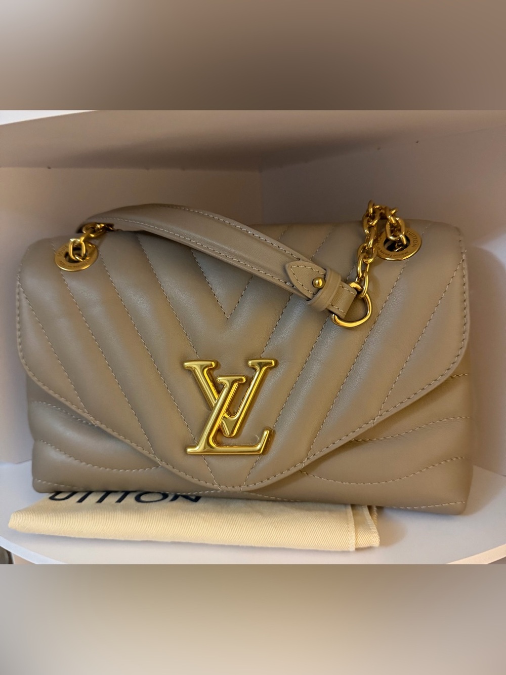 Louis Vuitton “New Wave” Chain MM Shoulder Bag with Gold Hardware